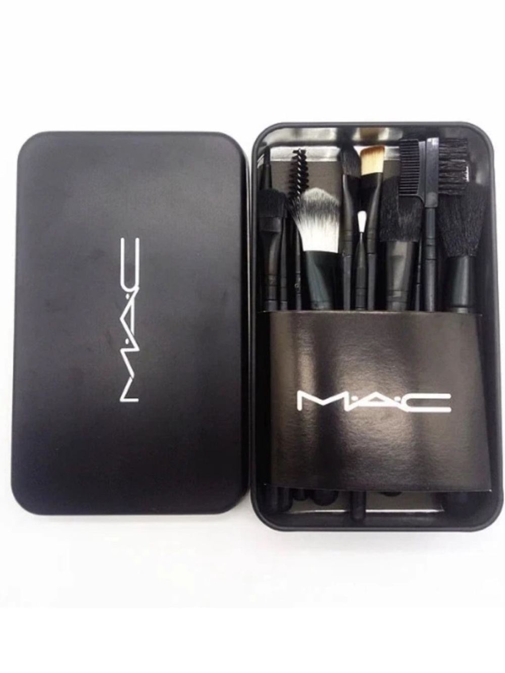 MAC Cosmetics 12-Piece Professional Black Brush Set with Compact Tin Case